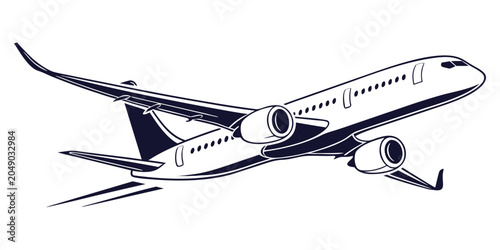 Foto Passenger airplane taking off graphic illustration with airplane aviation aircra