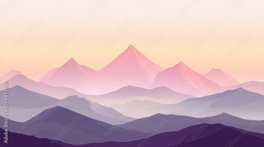 Fototapeta premium Iconic Mountains Emerge From Misty Valleys at Twilight With Enchanting Pastel Colors Painting the Sky