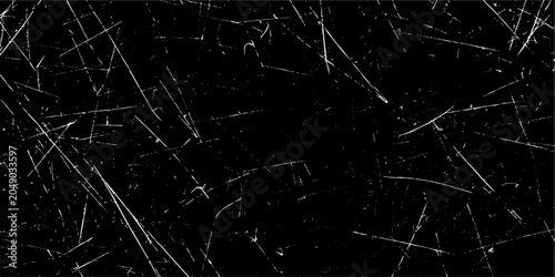 Bild auf Leinwand Abstract Grunge Overlay Texture with Black Background White Scratch Marks Rough Distressed Lines Dust Noise Effects and Chaotic Vintage Urban Scuff Design