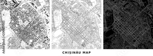 Foto Chiinu city map abstract urban layout with building footprints and street networ