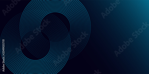 blue geometric abstract background overlapping layers on bright space with line effect decoration. Circle style concept modern graphic design element for banner, flyer, card. vector
