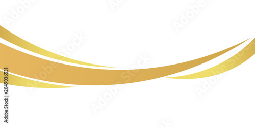 Flowing golden waves and swooshes with golden gradient for a luxurious border or footer on a certificate, banner