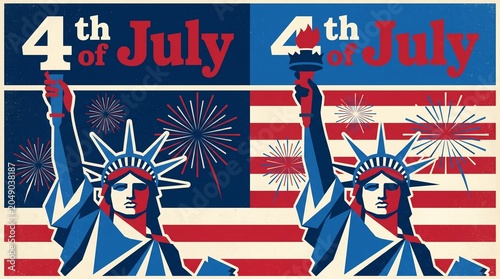 Statue of liberty on 4th of july with fireworks