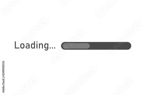 Minimalist loading progress bar with text, representing digital process, system waiting, data transfer, or software installation status on a clean white background.