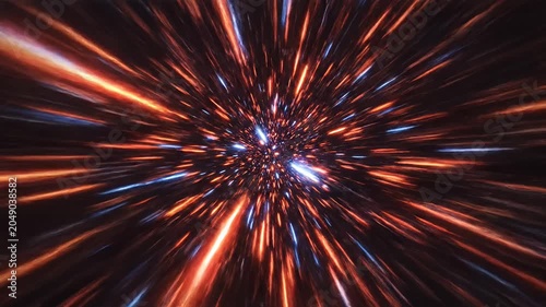Orange and blue light streaks in fast motion.