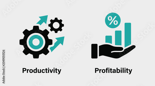 Business icons for productivity and profitability Vector