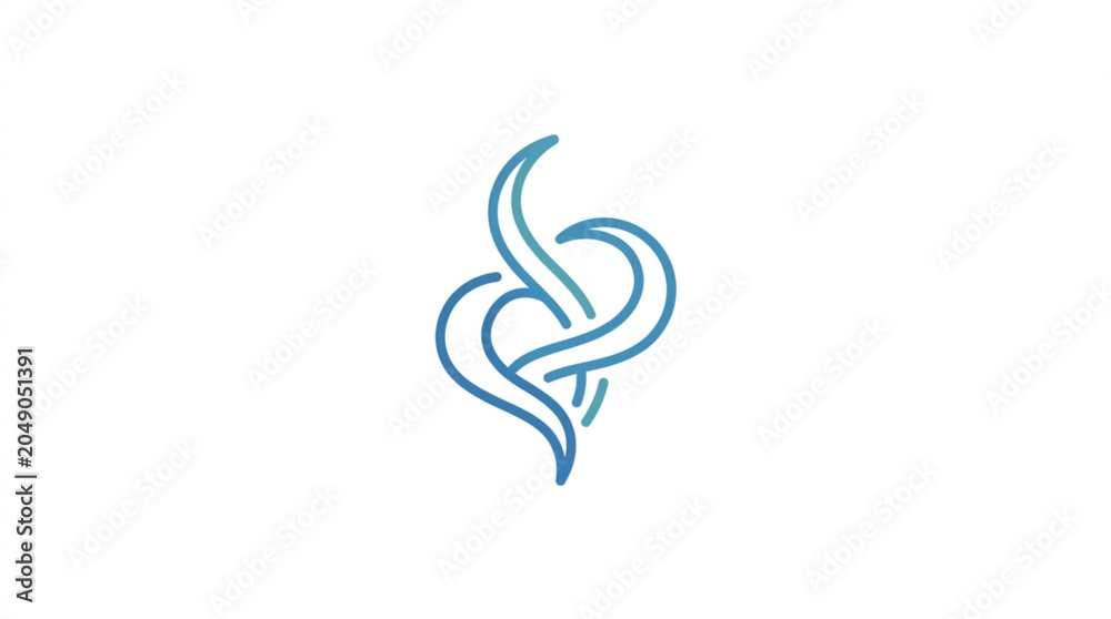Obraz premium Abstract Blue Swirls Forming a Heart Shape.