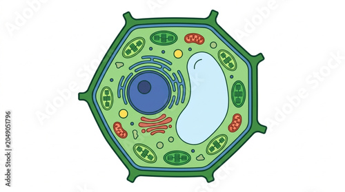 Photography Diagram of a Plant Cell Showing Organelles and Structure.
