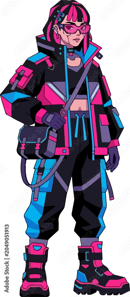 Fototapeta premium Pixel Art Cyberpunk Character