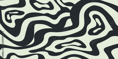 Tablou pe pânză Black and cream wavy lines create a mesmerizing and visually engaging abstract pattern