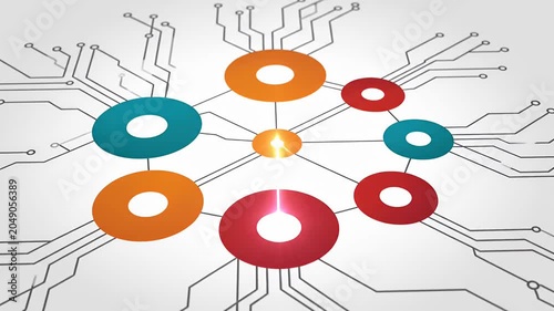 Abstract colorful circular infographic elements on white background.