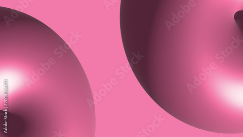Photos Vibrant pink spheres dominate the scene with two prominent rounded shapes