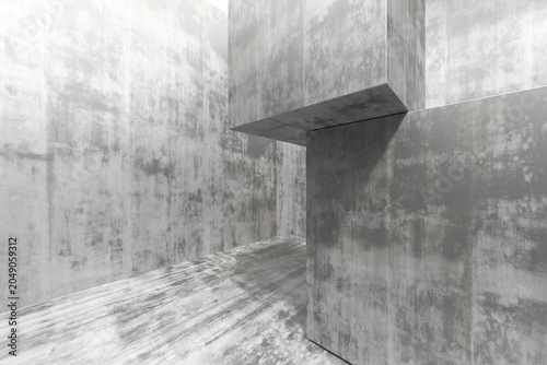 Photos Brutalist concrete interior with large cube forms and textured walls for abstract architectural background and exhibition display design