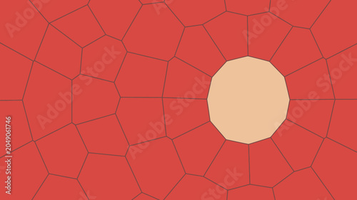 Quadro su tela Voronoi diagram with irregular polygonal cells and a central pale orange shape v