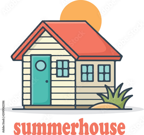 Valokuva summerhouse logo icon vector white background