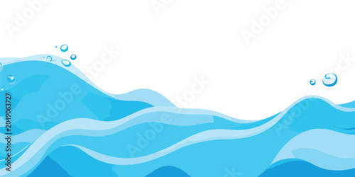 Tableau sur toile Abstract blue water splash background with aqua wave and bubble elements