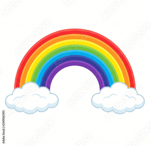 rainbow with clouds isolated on white background 