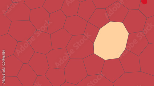 Bild auf Leinwand Voronoi diagram with irregular polygonal cells and a single pale yellow cell vec
