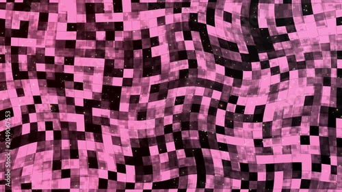Wavy pink black pixelated squares pattern abstract texture suitable for graphic design projects, geometric backgrounds, digital art concepts, and website layouts.