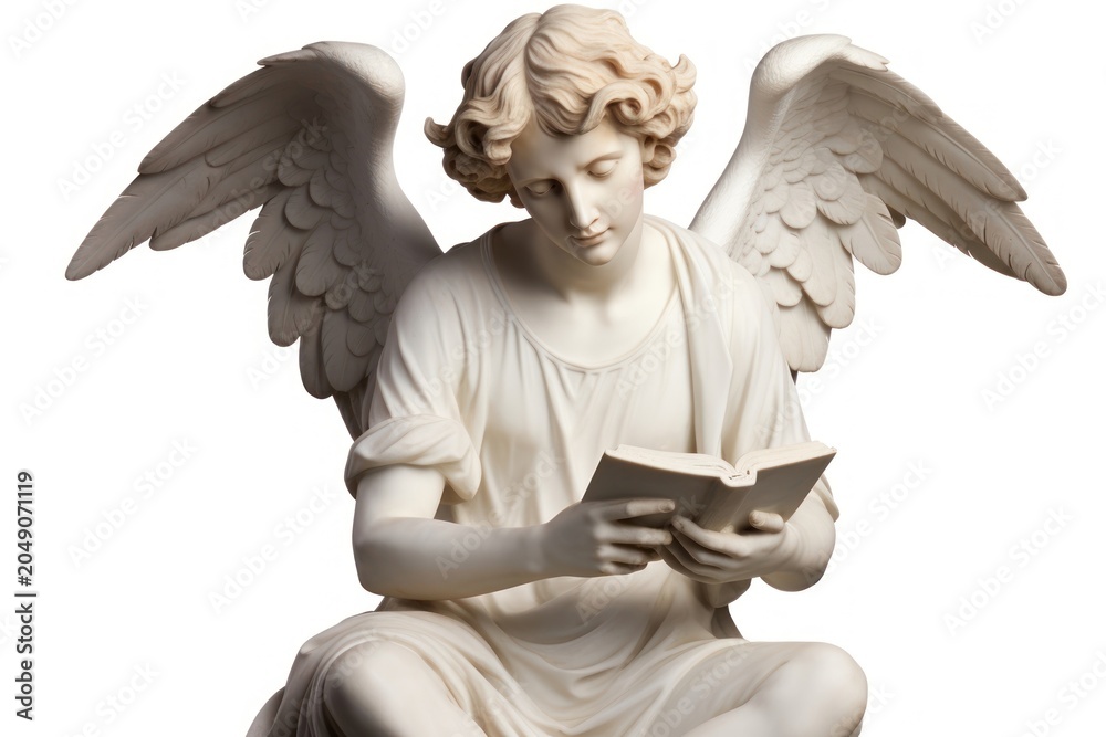 Obraz premium Cupid Greek sculpture person reading archangel female animal.