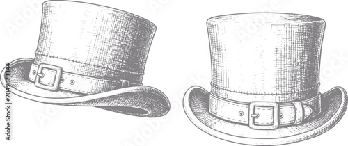Foto Two vintage hats with buckles, style