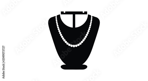 Fotografía Jewelry display bust with pearl necklaces black silhouette