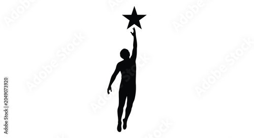 Tableau sur toile Person Reaching For A Star Black Silhouette