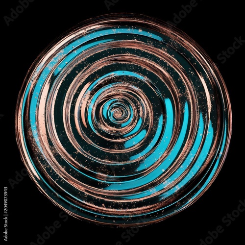 Circular pattern with concentric rings and vibrant blue accents