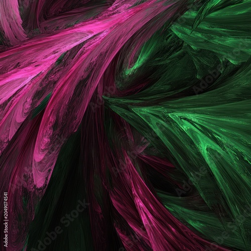 Abstract swirling pattern with bright pink and green hues