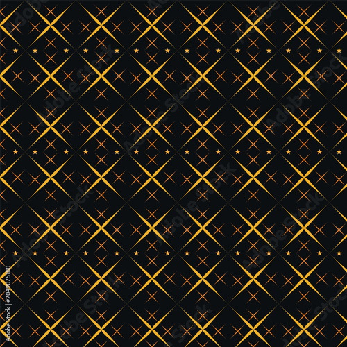 Seamless luxury pattern with golden geometric intersecting lines on black