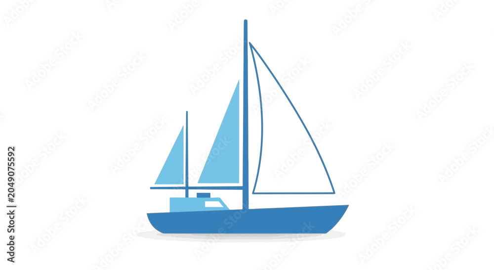 Fototapeta premium Blue Sailboat Illustration