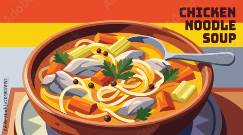 Fotografia chicken noodle soup cuisine food recipe culinary homemade traditional delicious