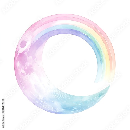 Colorful abstract gradient ring swirl design element.