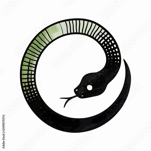 Stylized Ouroboros Snake Symbol of Eternity and Rebirth in Circular Form