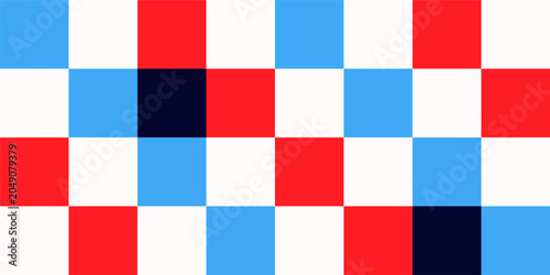 Blue and red bold buffalo check seamless pattern. Vector background illustration.