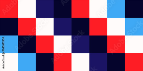 Blue and red bold buffalo check seamless pattern. Vector background illustration.