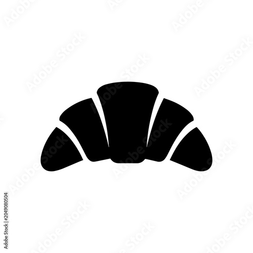 Φωτογραφία Black silhouette icon of traditional flaky croissant with croissant, breakfast