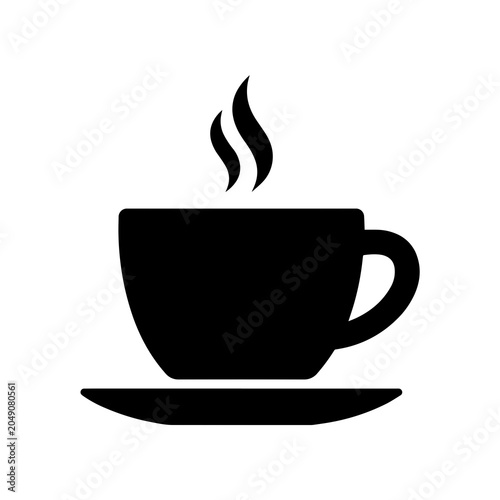 Slika na platnu Steaming hot drink in a coffee cup with saucer icon beverage caffeine