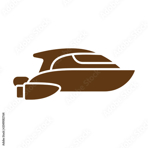 Fotografie Streamlined modern motorboat silhouette icon with nautical watercraft vacation