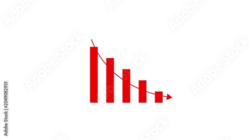 Stock chart declining over time showing market downturn in three stages