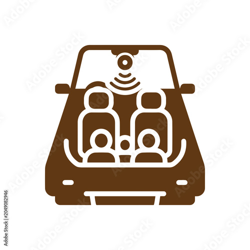 Valokuva Autonomous vehicle passenger occupancy sensor icon with passenger, autonomous