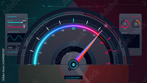 Фотография System monitoring display shows telemetry data and analytics for performance ass