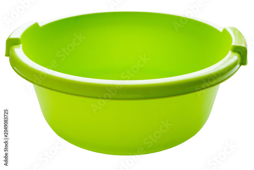 Fotografija Green plastic basin with handles isolated on transparent background