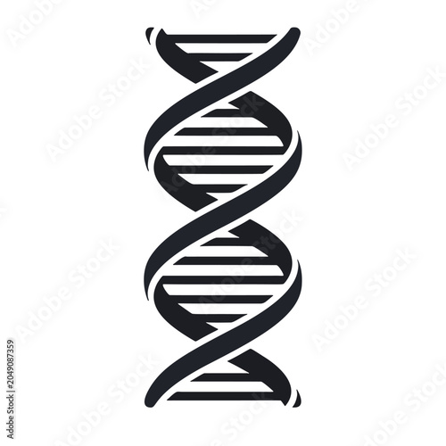 A stylized, minimalist representation of a DNA double helix, symbolizing genetics and scientific research