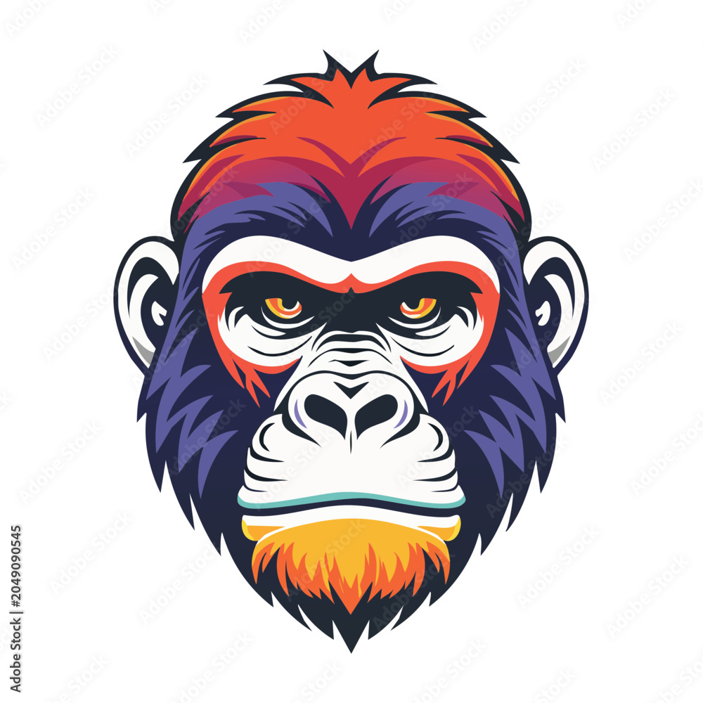 Fototapeta premium Stylized Gorilla Head Illustration
