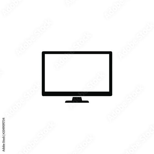 Photography Minimalist black silhouette of a wide screen computer monitor with a stand, isol