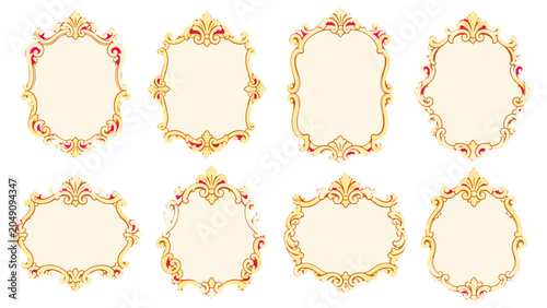 Foto Set of ornate vintage decorative frames in elegant vector style