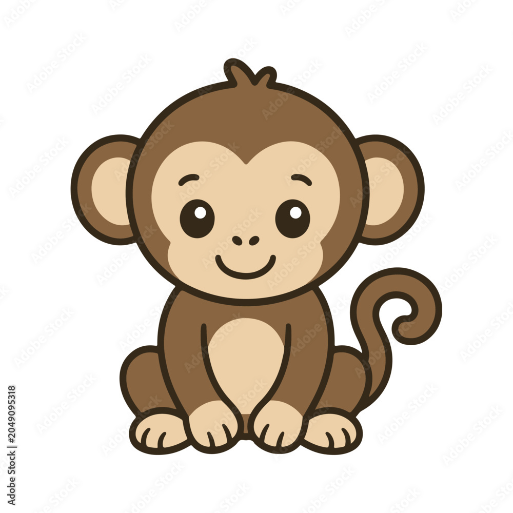 Obraz premium Monkey cute. Cute character illustration color