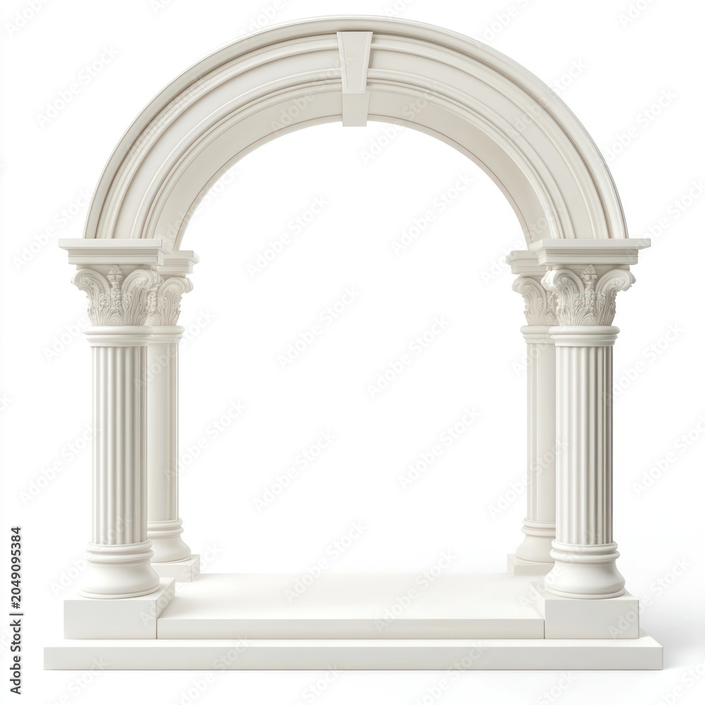 Naklejka premium Arch 3d podium architecture white decorative.
