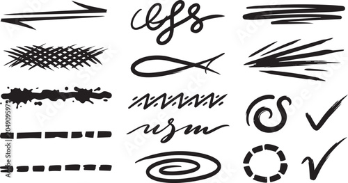 Hand Drawn Scribble Elements Pack | Abstract Doodle Lines, Arrows, Swirls & Design Shapes